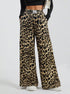 leopard wide leg pants high waist front view