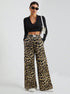leopard wide leg pants street style look with sunglasses