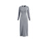 Light gray long sleeve bodycon dress for women, ribbed knit maxi