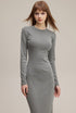 Light gray long sleeve dresses for women, ribbed bodycon maxi, mid-length portrait