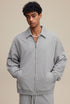 Light gray collared zip sweatshirt, front view