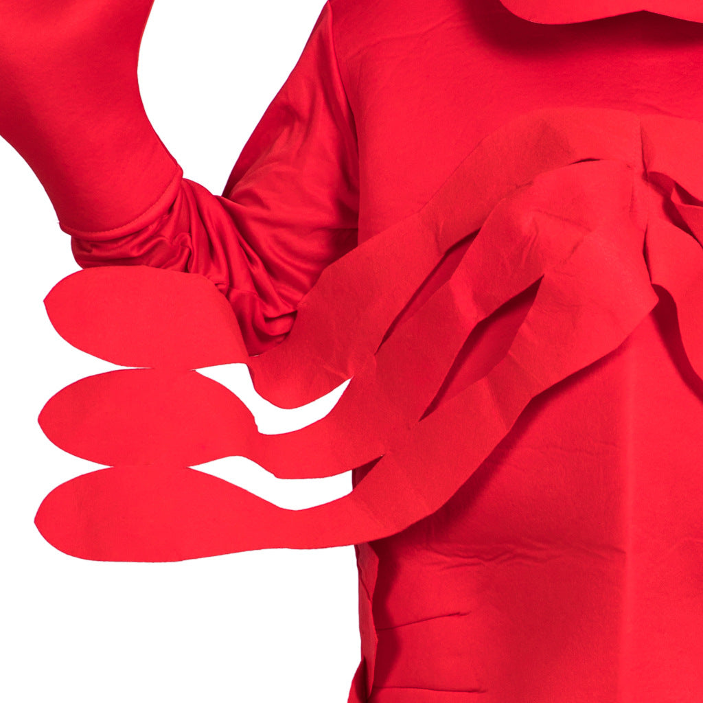 Funny red lobster cosplay outfit close-up claws