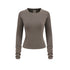 Women’s long sleeve tee solid color raglan crewneck in coffee color