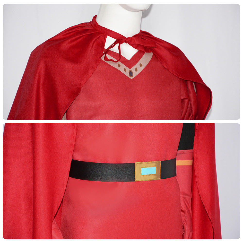Shrek 4D Lord Farquaad red cosplay costume close-up chest and belt detail