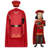 Lord Farquaad cosplay costume Shrek 4D red outfit with cape hat and belt front view