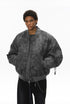 Men bomber jacket dark gray half-body front, hands in pockets