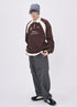 Men’s brown embroidered polo collar long sleeve t-shirt with casual styling