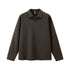 Men’s brown long sleeve t shirt waffle knit seagull collar relaxed fit