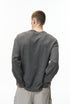 Back view of men’s gray V-neck waffle knit long sleeve t-shirt