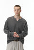 Men’s gray V-neck long sleeve t-shirt relaxed minimalist top