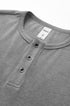 Close-up gray henley long sleeve t-shirt men’s casual cleanfit neckline