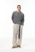 Gray henley long sleeve t-shirt men’s oversized streetwear side pose