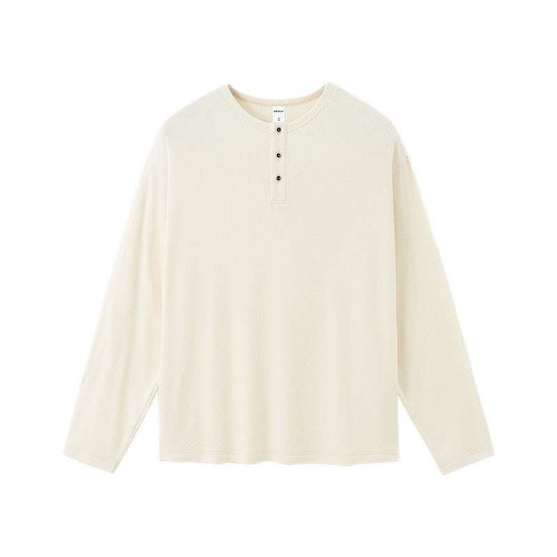 Off-White men’s henley long sleeve t-shirt oversized cleanfit casual look