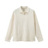 Men’s off-white long sleeve t shirt waffle knit seagull collar casual streetwear
