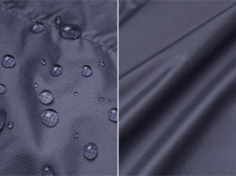 Puffer jacket quilting close-up, down baffle stitching