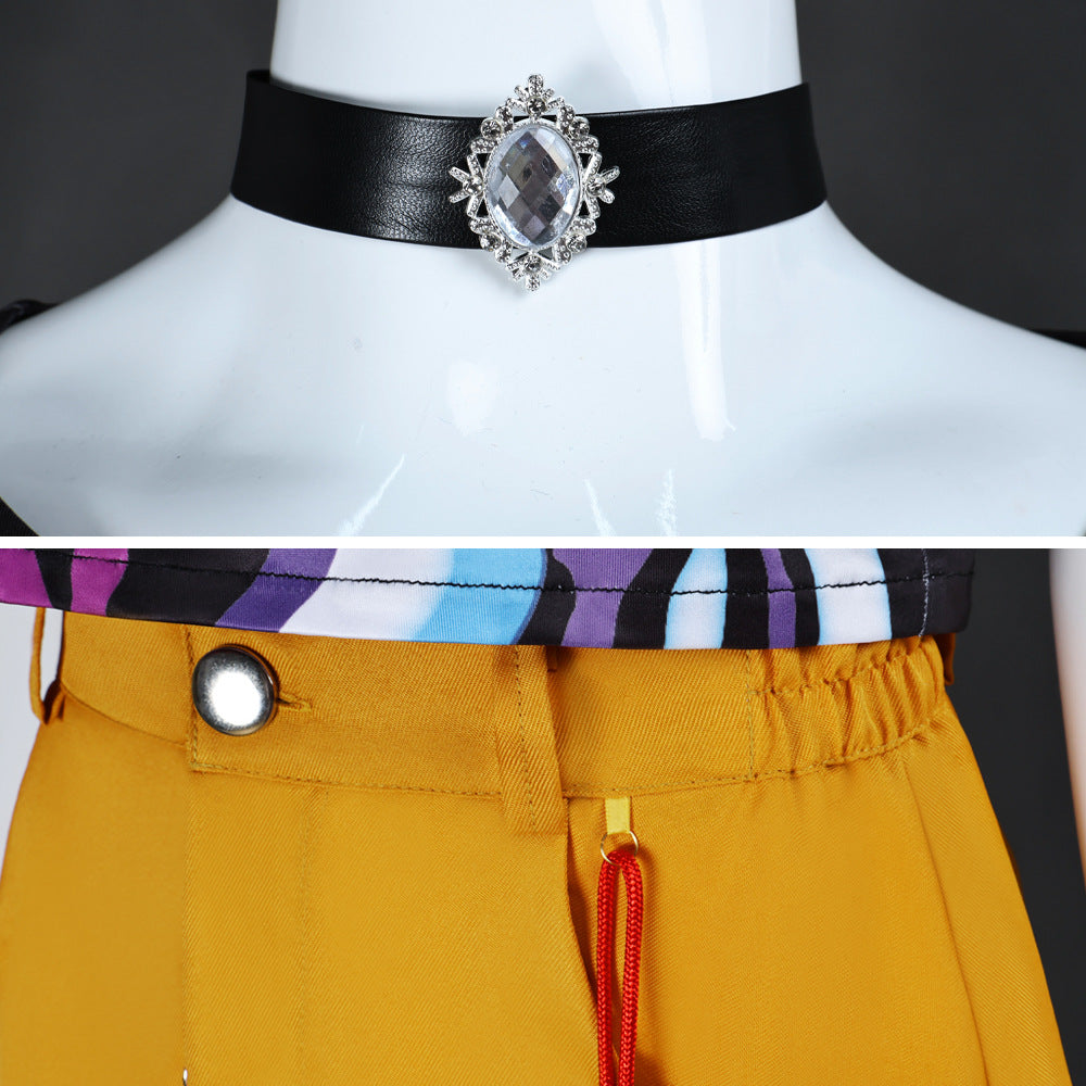 mira cosplay costume kpop outfit black choker with gemstone pendant close up