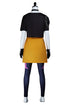 mira cosplay costume back view full outfit with yellow skirt and printed leggings