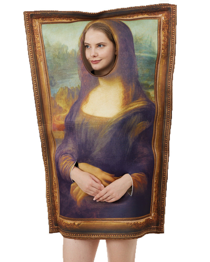 mona lisa painting halloween costume funny art parody front view