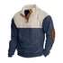 navy and beige corduroy button sweatshirt for men with patches