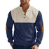 navy and beige corduroy button sweatshirt for men front  look