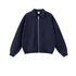 Navy polo zip up, fleece-lined collared zip sweatshirt, flat lay front