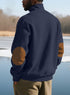 navy sweatshirt with zip for men back outdoor view