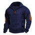 navy sweatshirt with zip for men and textured jacquard pattern