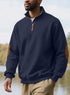 navy sweatshirt with zip for men front outdoor view