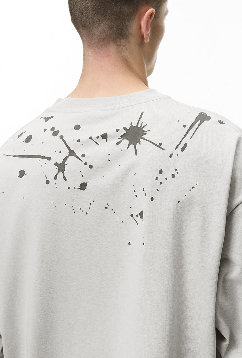 Back view of off-white "NO More Ideas" oversized graphic long sleeve tee
