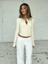 Off white knit cardigan sweater long sleeve front view