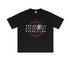 Flat lay of black graphic tee with Ouroboros and 8-ball print