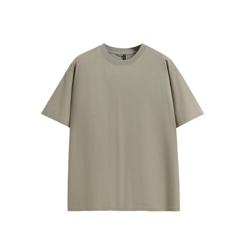 Unisex oversized khaki tee, breathable cotton streetwear fit