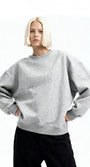 Women’s oversized sweatshirt light gray half-body front, drop shoulder