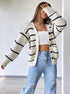 oversized white striped cardigan fall street style