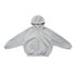 Product shot of heather gray high neck oversized full zip sweatshirt jacket laid flat.
