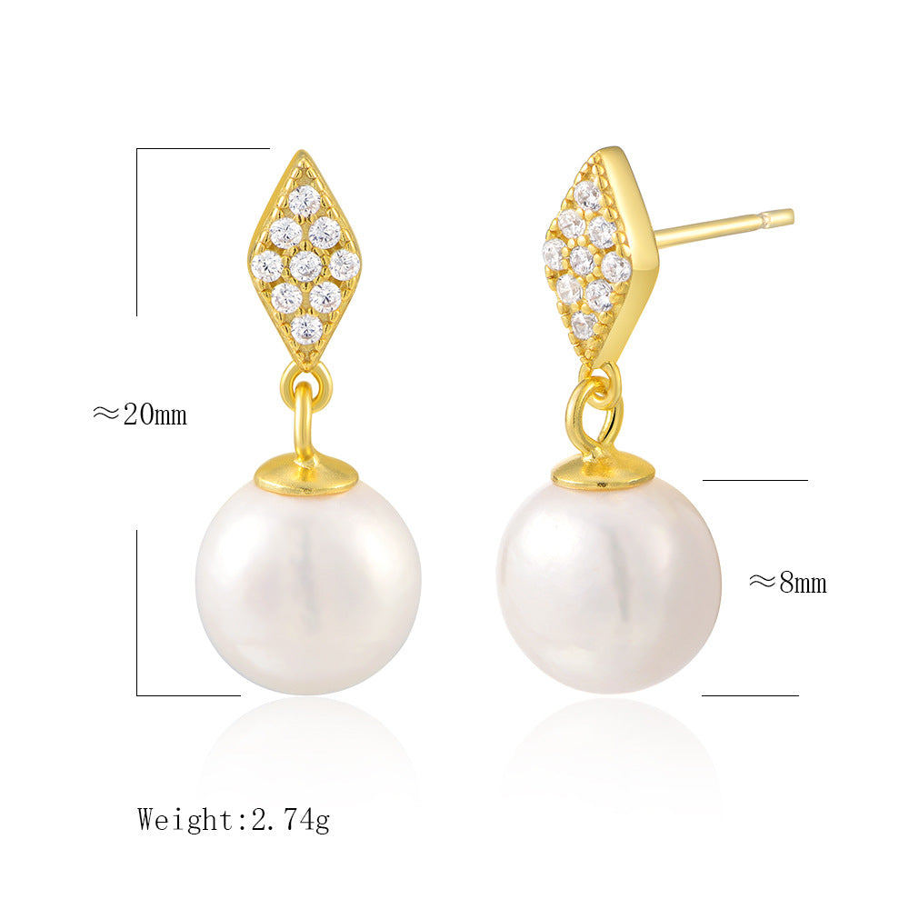 Pearl drop earrings size guide with dimensions and weight.
