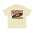 Flat lay of light yellow phonograph graphic tee.
