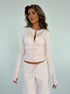 Pink knit cardigan sweater long sleeve slim fit front view