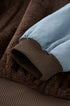 Rib cuff and fleece lining detail, plush zip jacket.