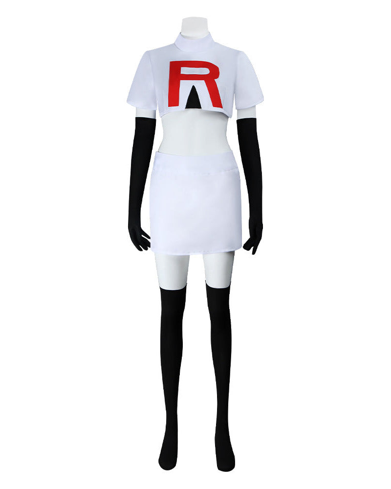 Team Rocket Jessie cosplay top with red R logo anime halloween costume piece