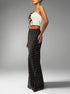side view polka dot high-waist maxi skirt, ankle length, smooth drape