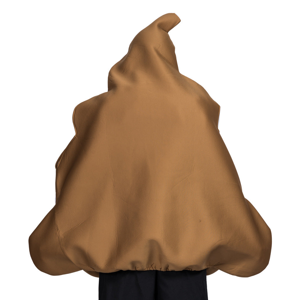 Back view of poop emoji Halloween costume with hooded top