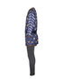 prince charming cosplay costume side view blue medieval tunic with striped sleeves