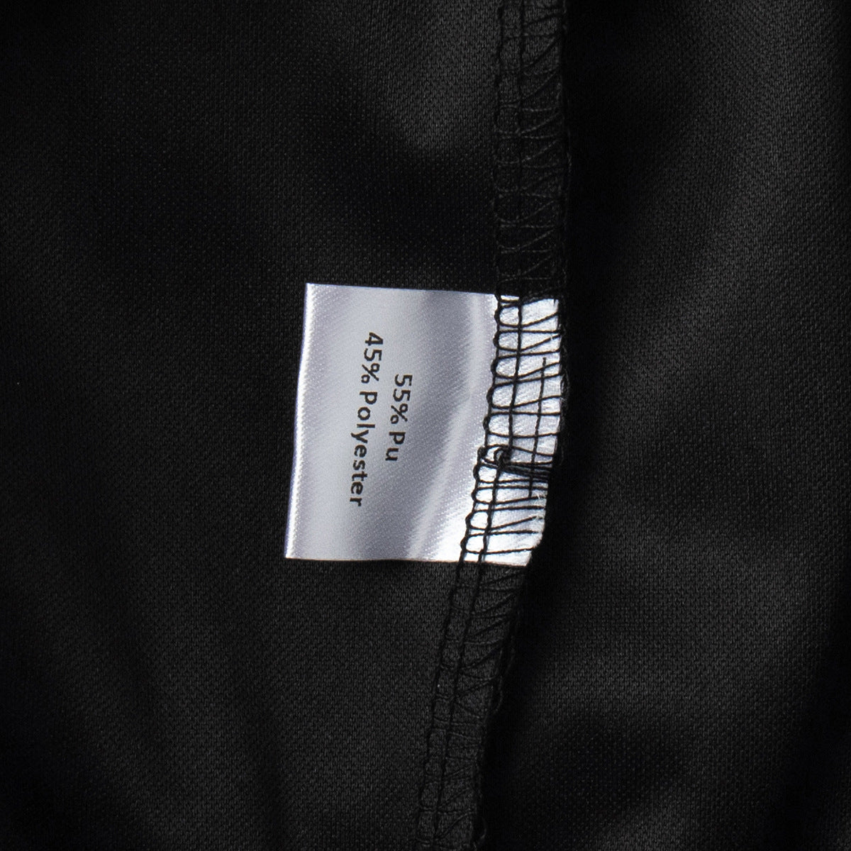 PU leather pants 55% PU 45% polyester fabric tag