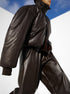 PU leather wide leg pants side view fall outfit