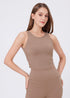 Quicksand sleeveless workout tank with ruched sides for yoga and gym
