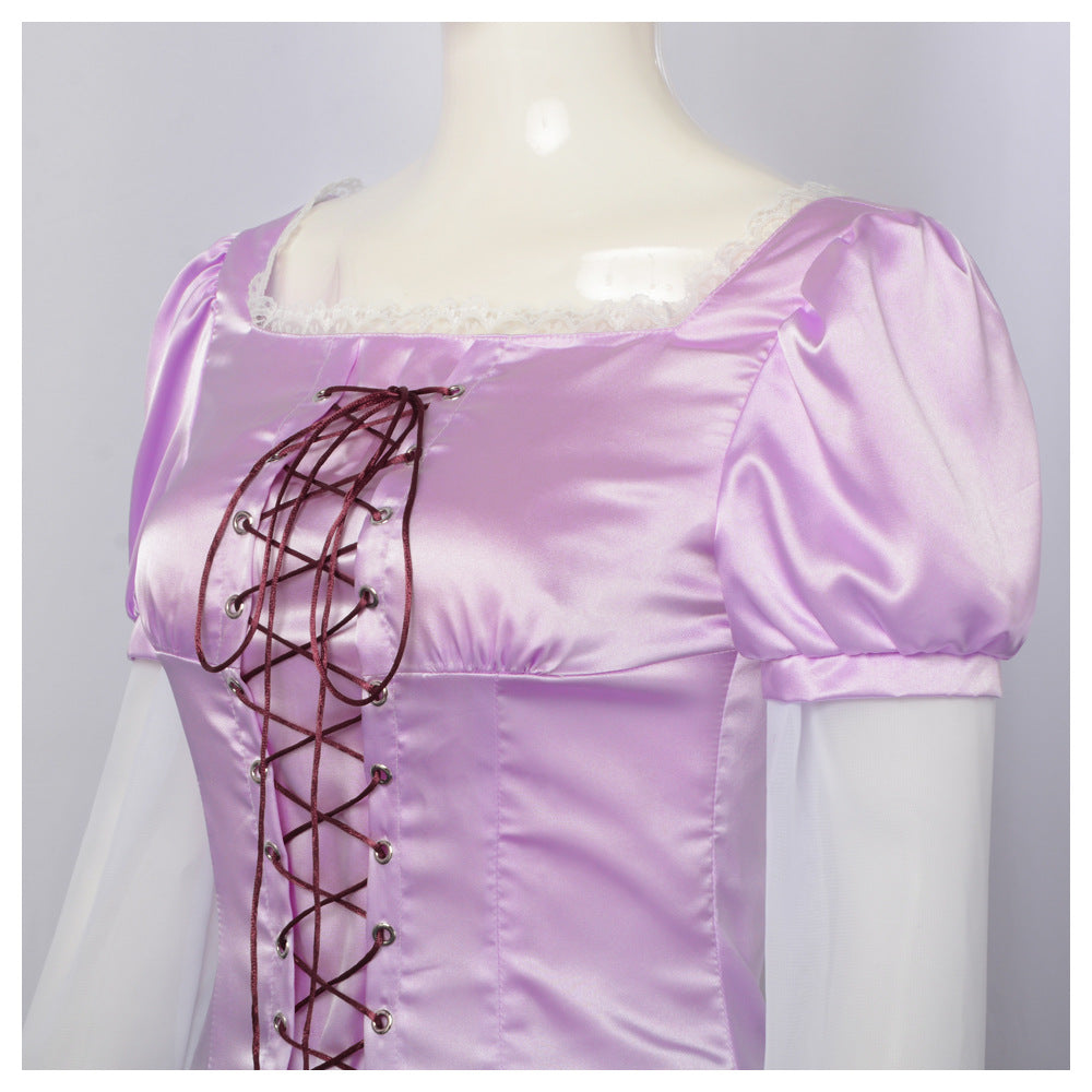 Rapunzel Tangled cosplay costume corset lace-up detail close-up purple princess dress top
