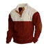 red and beige corduroy button sweatshirt for men with suede elbow patches