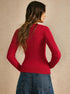 red cable knit sweater back view womens pullover