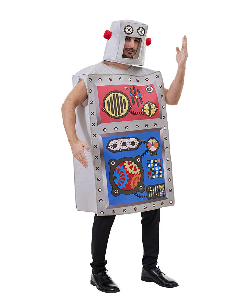 Funny adult robot costume with metallic box design